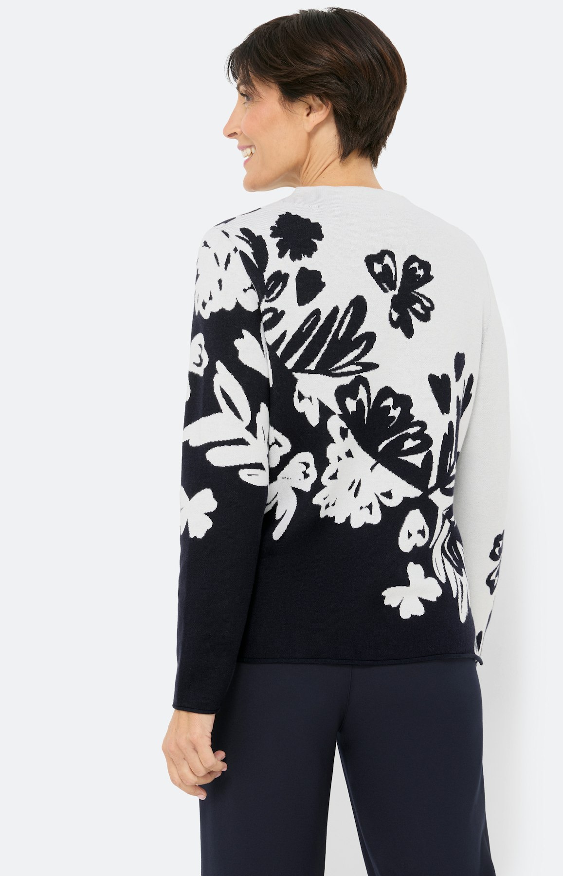 Trui met bloemmotief, navy