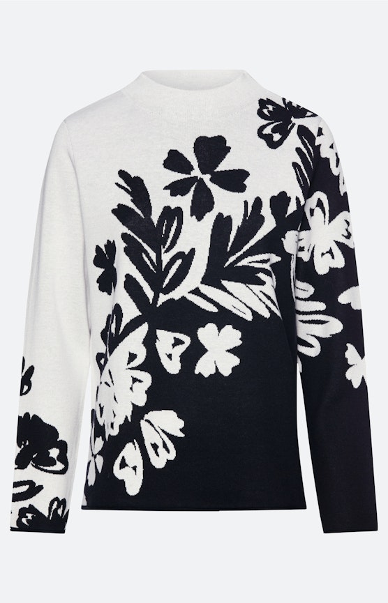 Pullover mit Blumenmuster, Navy