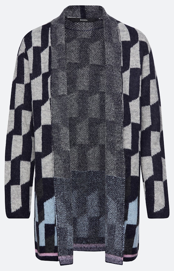Cardigan mit Grafikmuster, Navy