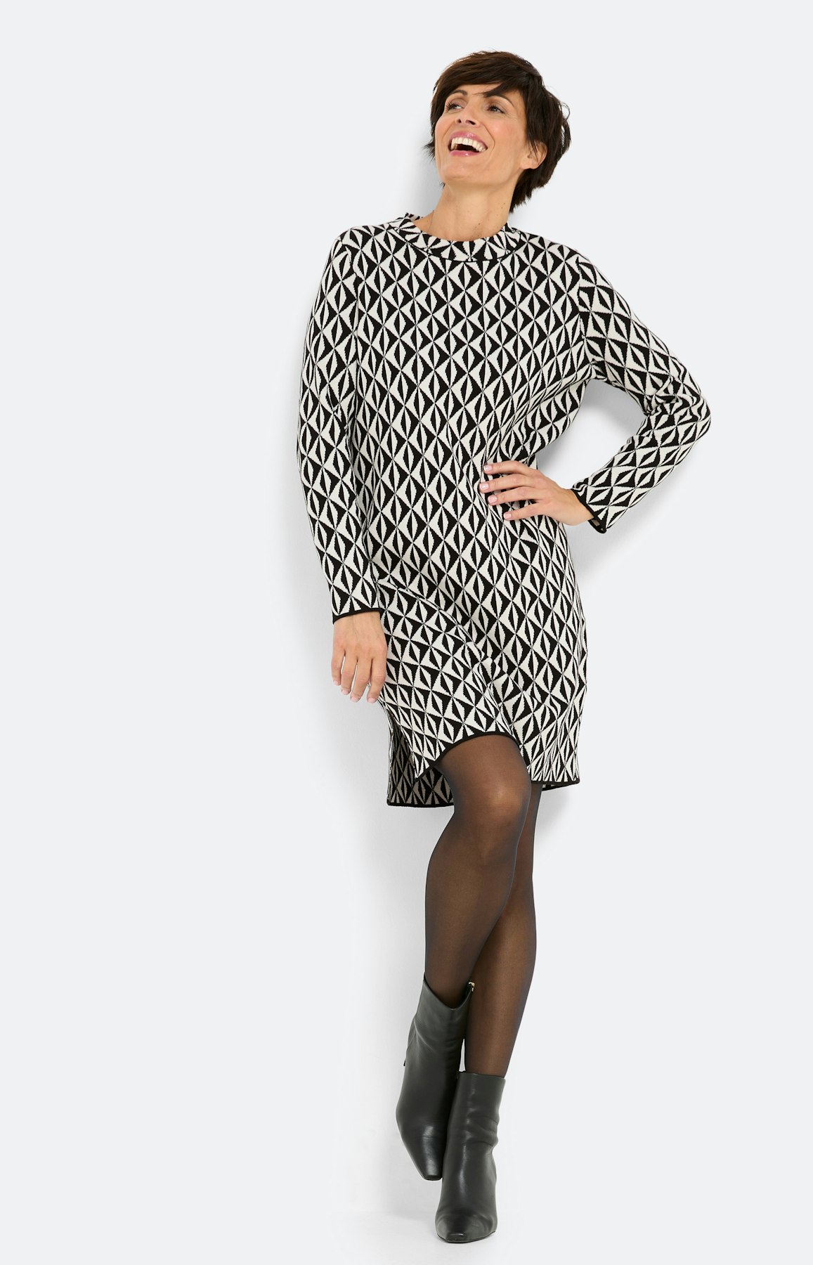 Jurk met jacquardmotief, zwart