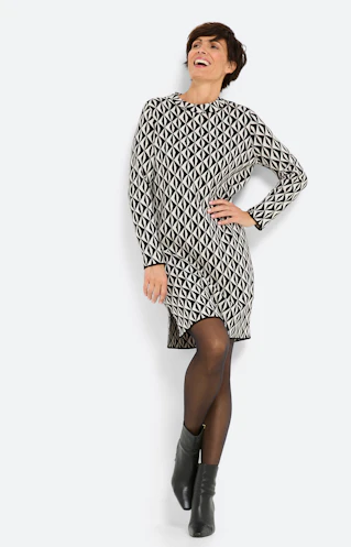 Jurk met jacquardmotief, zwart