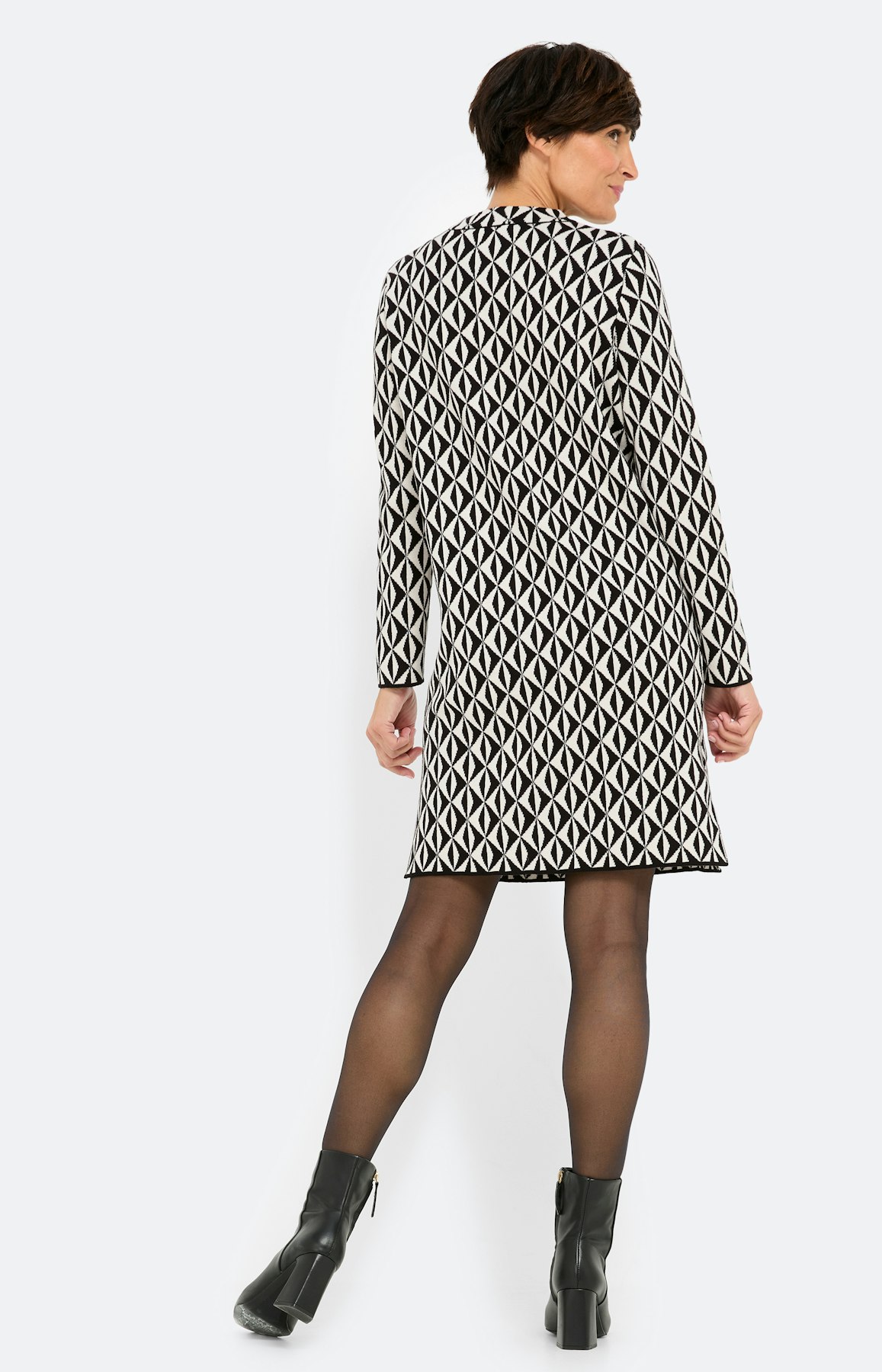 Jurk met jacquardmotief, zwart