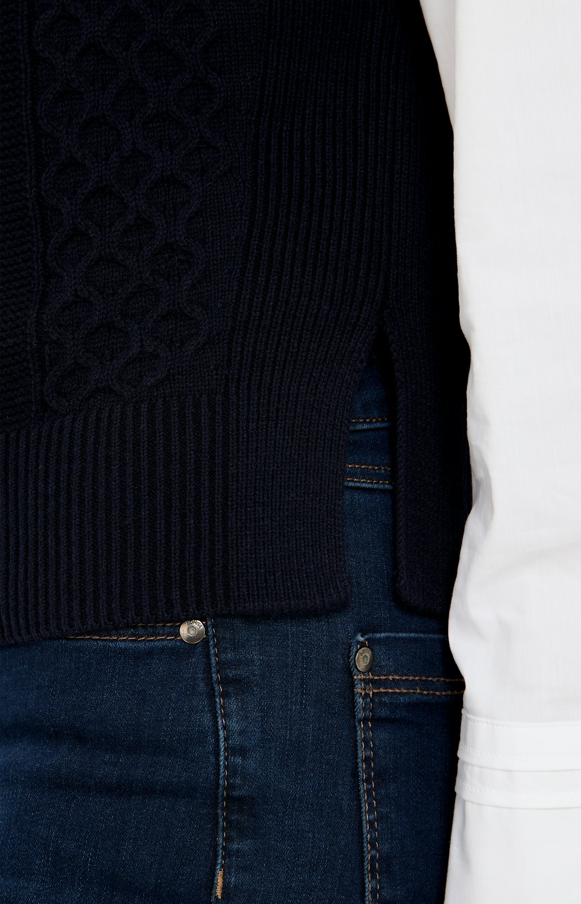 Slip-over met kabelmotief, navy