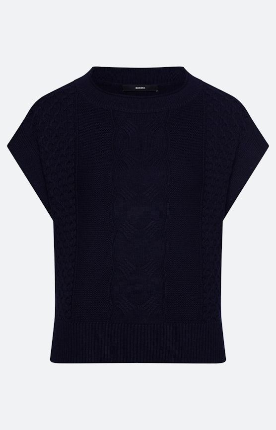 Pullunder mit Zopfmuster, navy