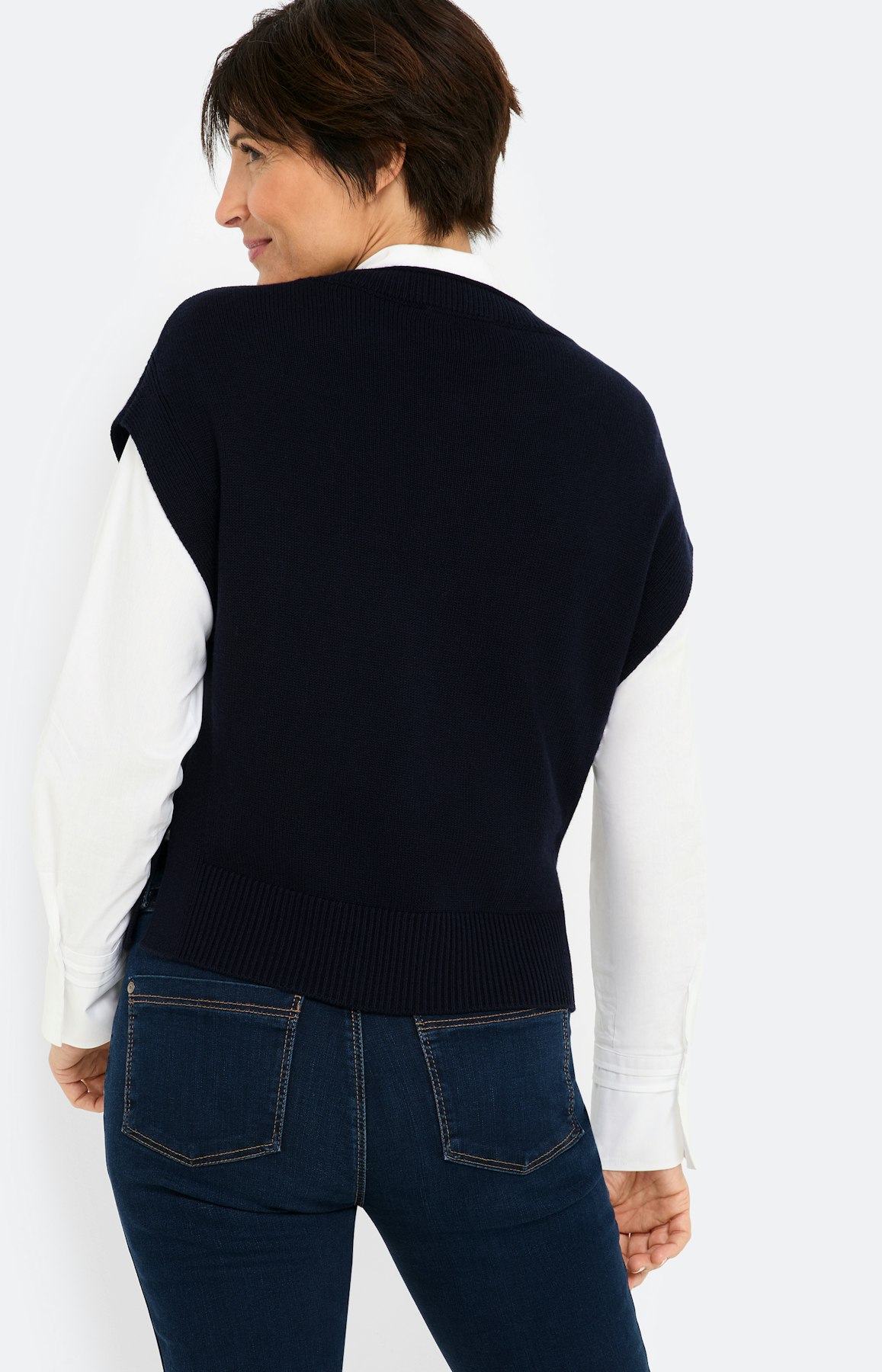 Slip-over met kabelmotief, navy