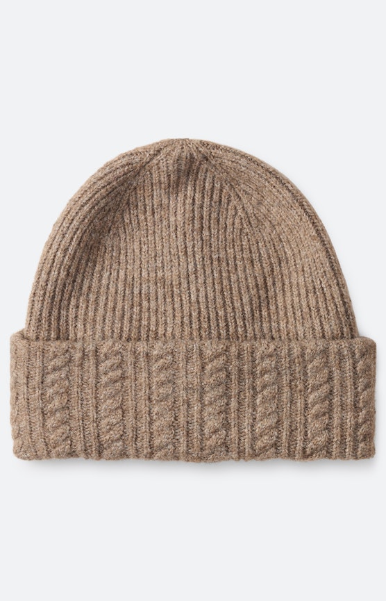 Mütze mit Zopfmuster, taupe