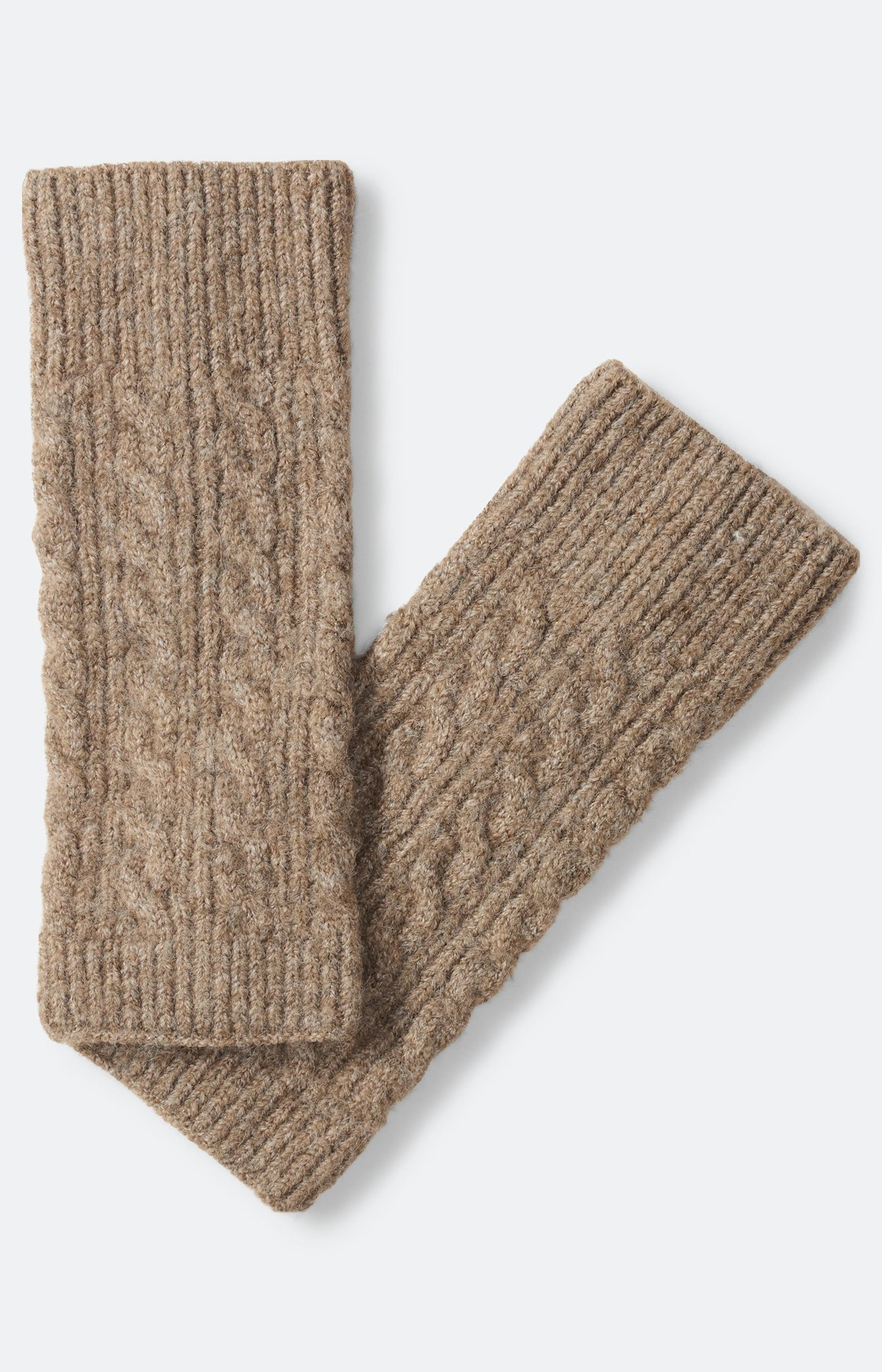 Handstulpen mit Zopfmuster, taupe