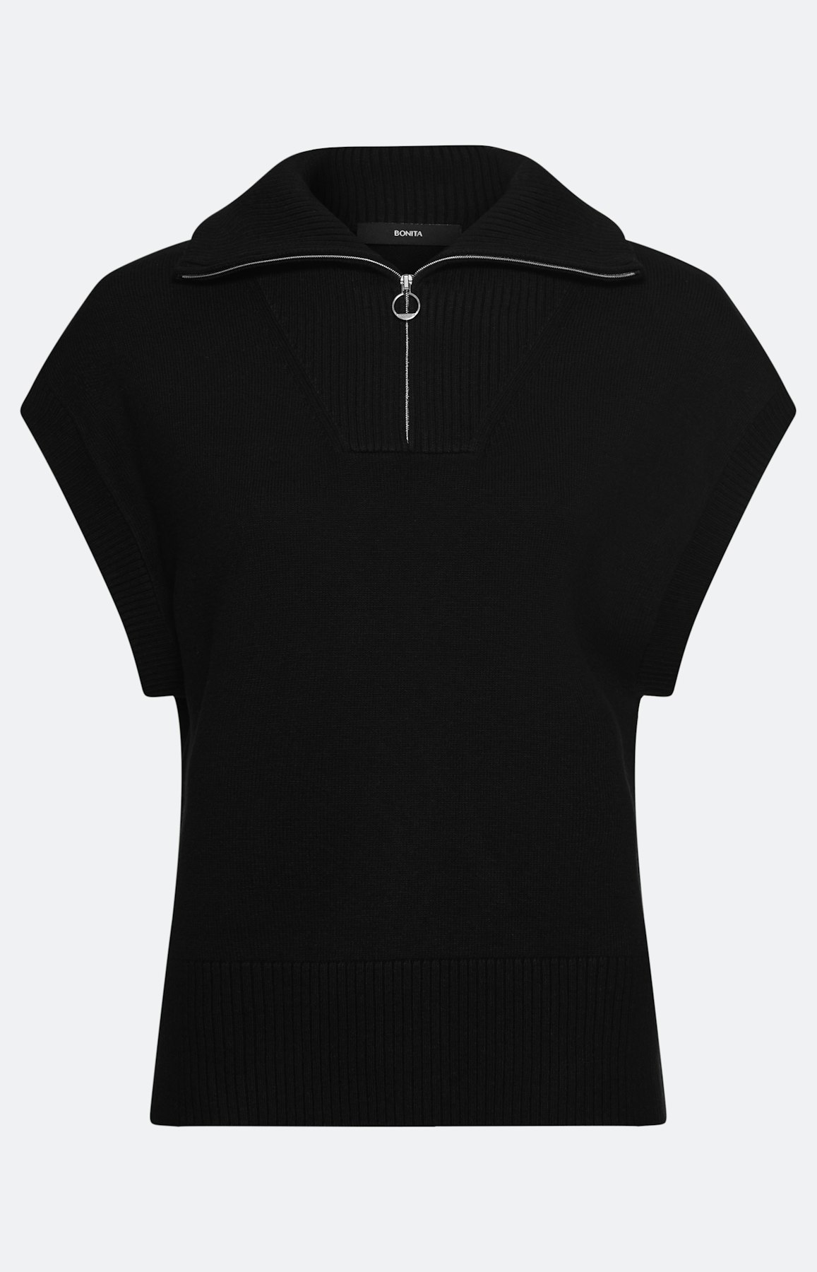 Slip-over met schipperskraag, zwart