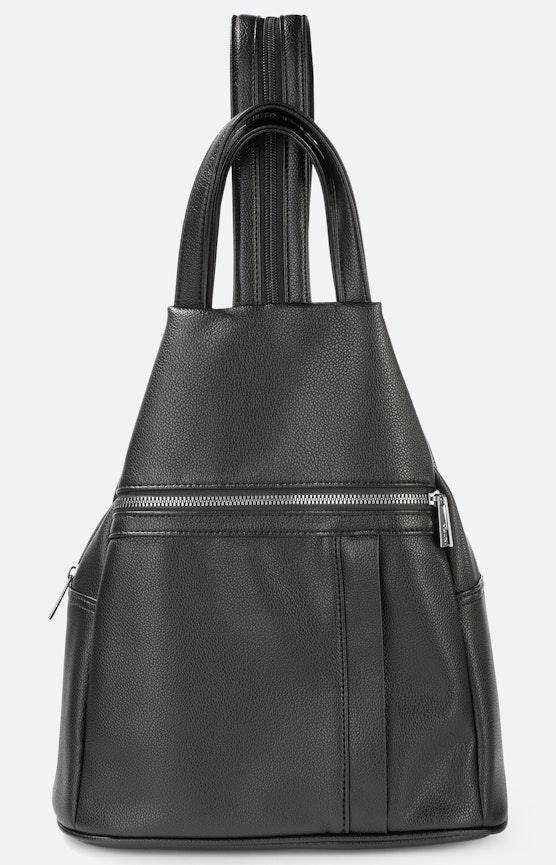 Rucksack aus Lederimitat, schwarz