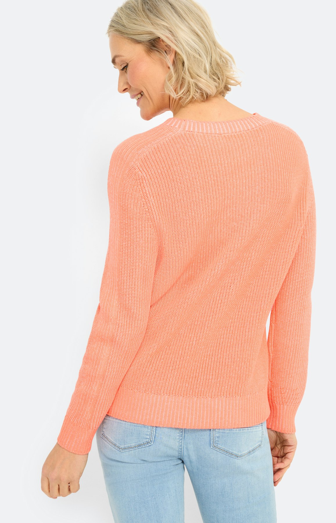 Trui met ribdetails oranje