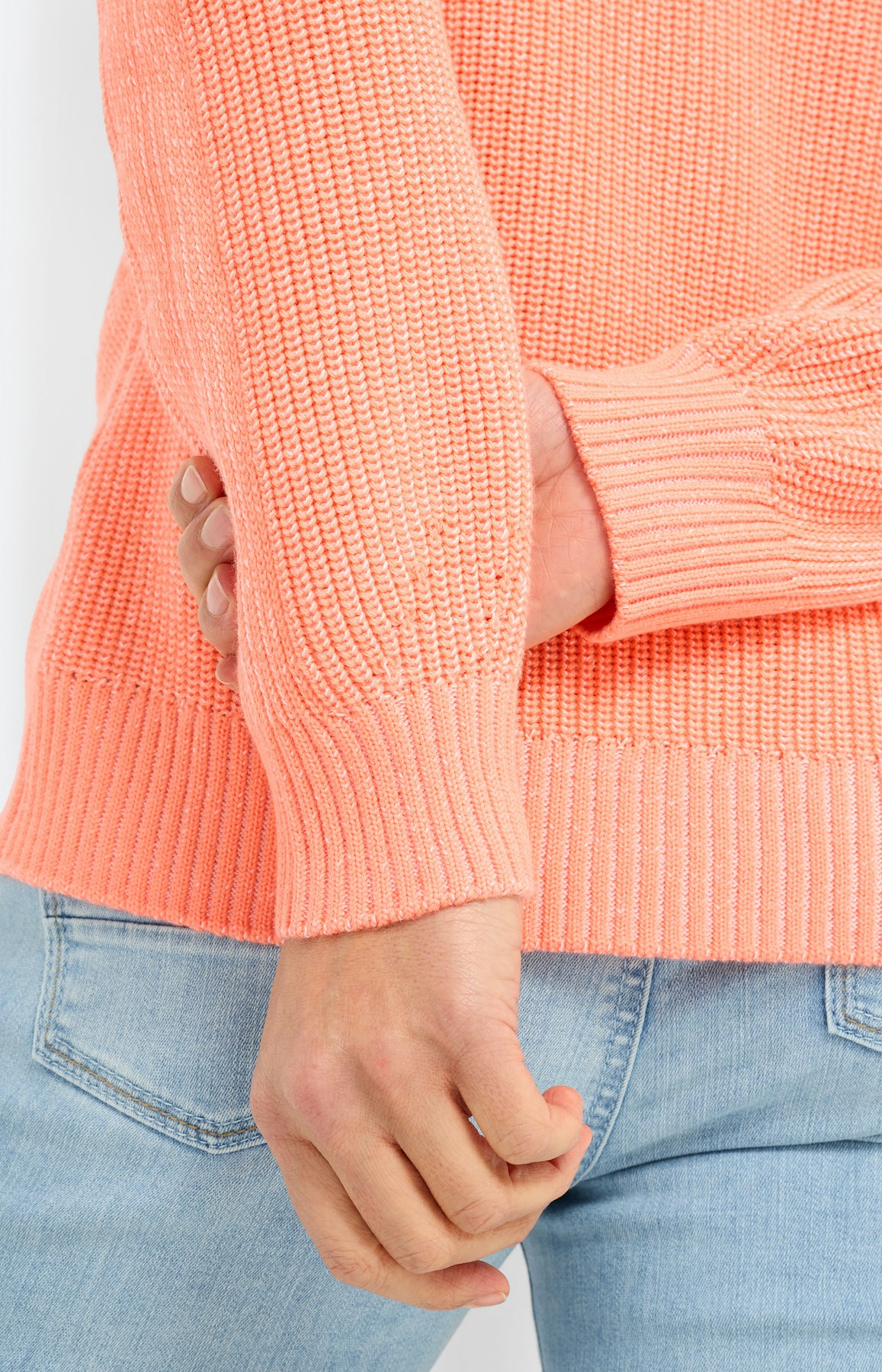 Trui met ribdetails oranje
