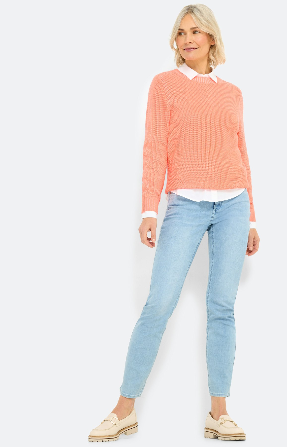 Trui met ribdetails oranje