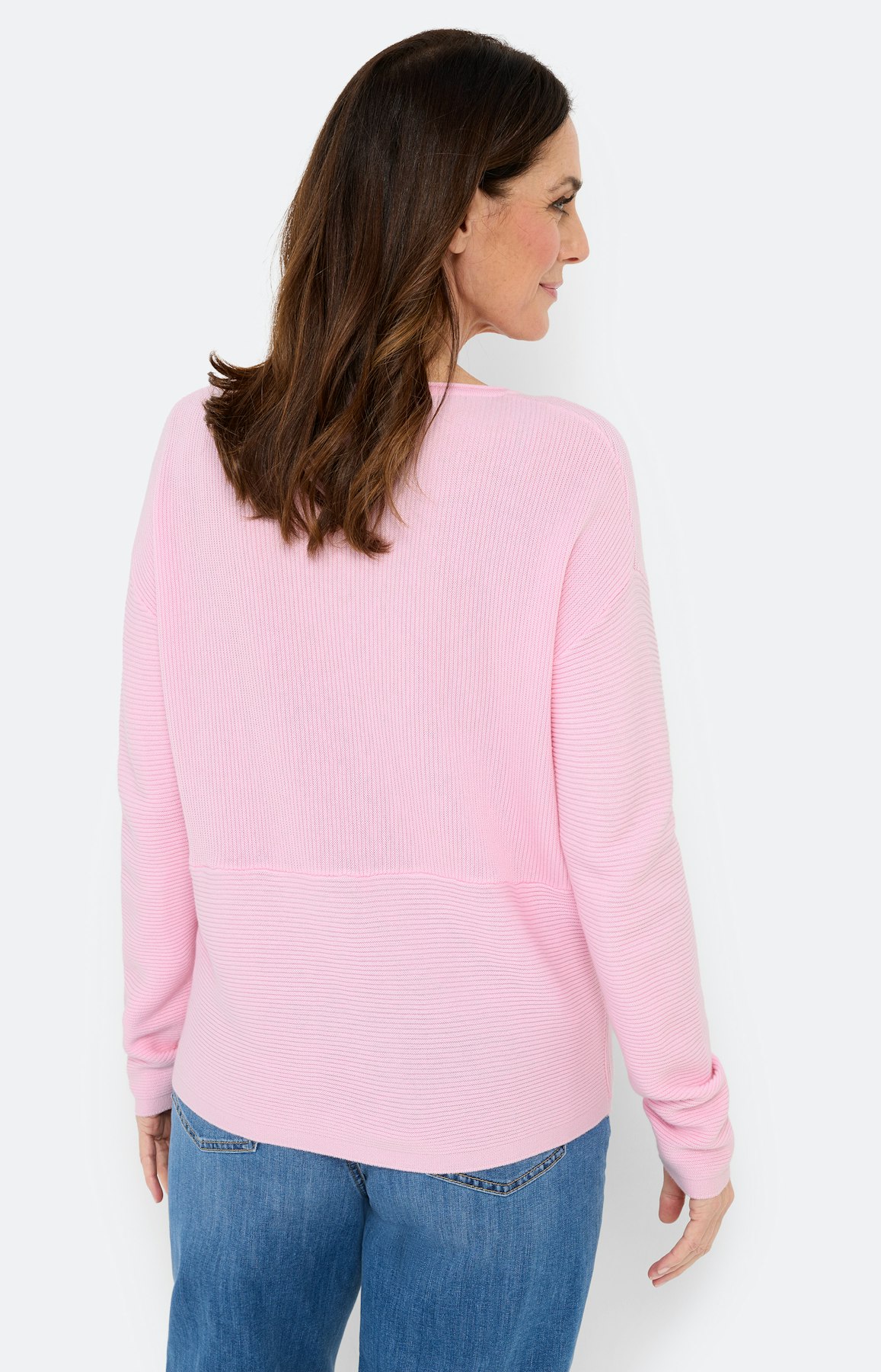Gebreide trui met een rits, lichtroze