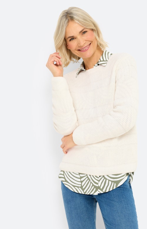 Trui met streepstructuur, wit