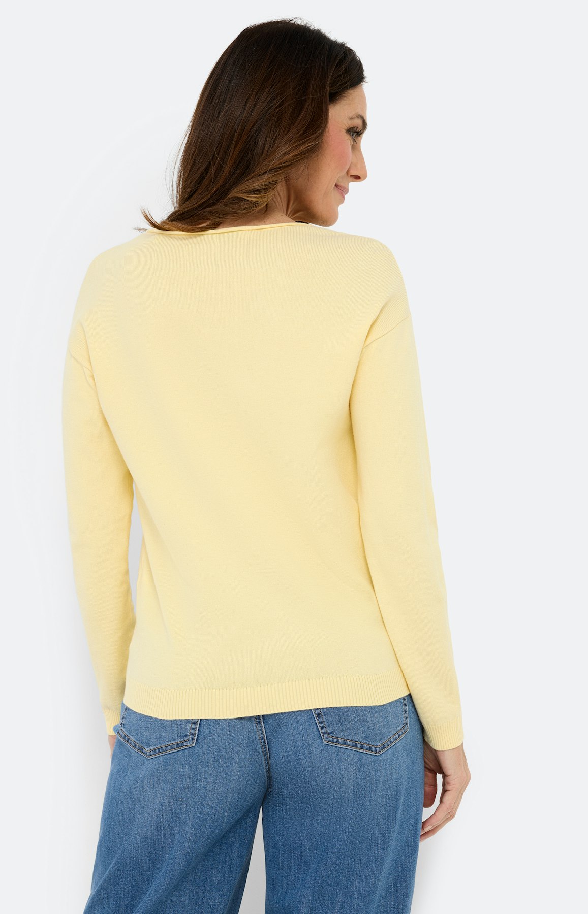 Trui met een V-hals, lichtgeel