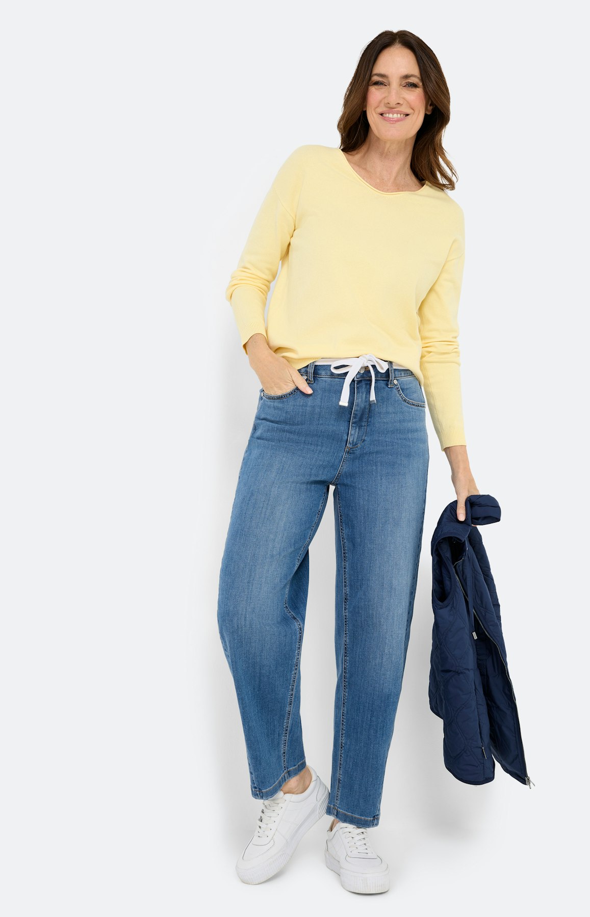 Trui met een V-hals, lichtgeel