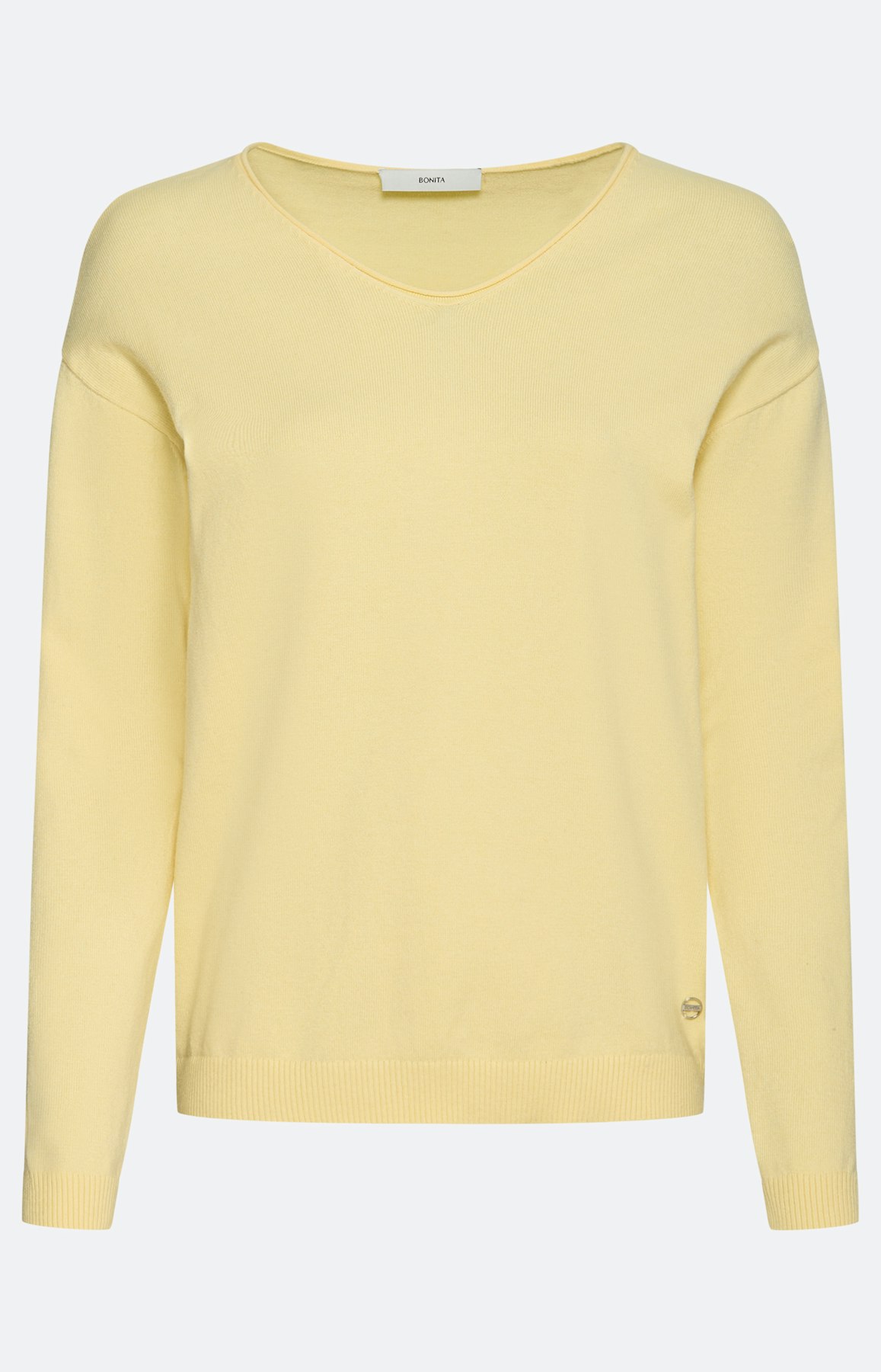 Trui met een V-hals, lichtgeel