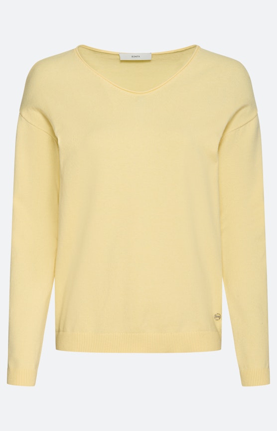 Trui met een V-hals, lichtgeel