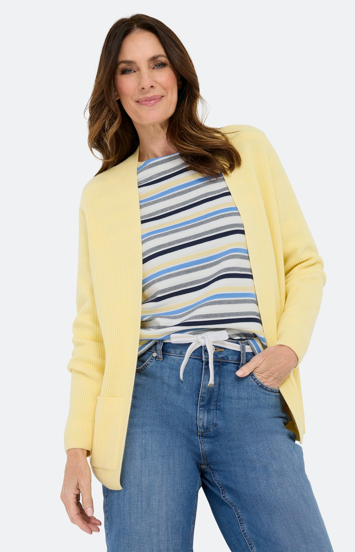 Cardigan met zakken, lichtgeel