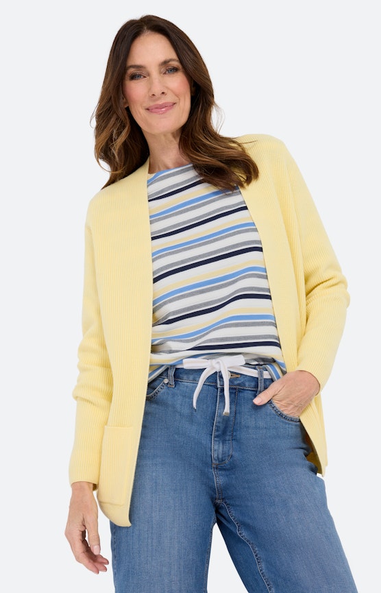 Cardigan met zakken, lichtgeel