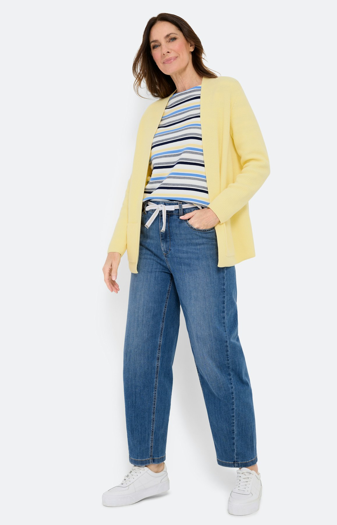 Cardigan met zakken, lichtgeel