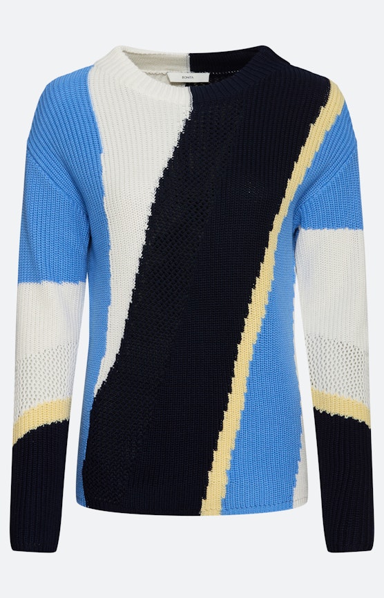 Trui met ajourmotief, marine