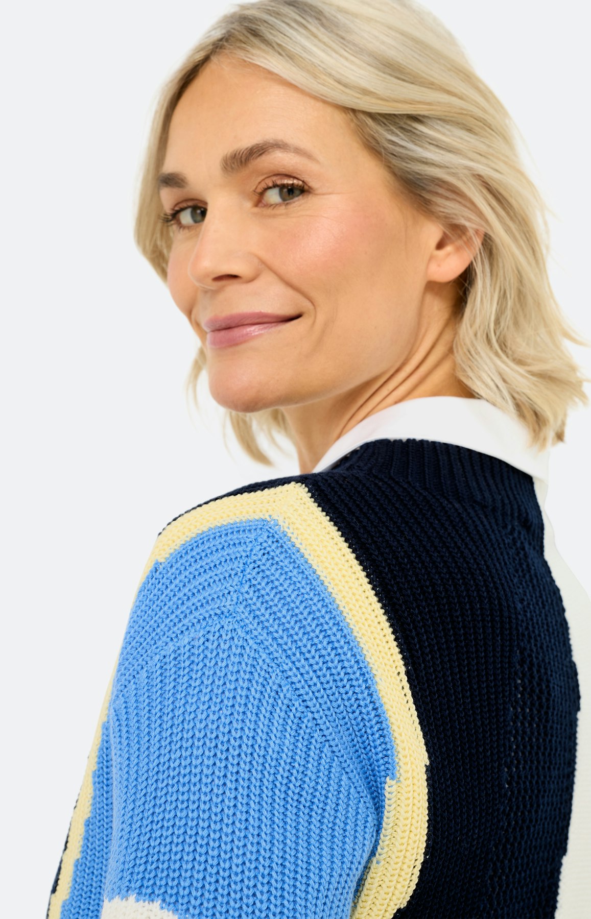 Trui met ajourmotief, marine