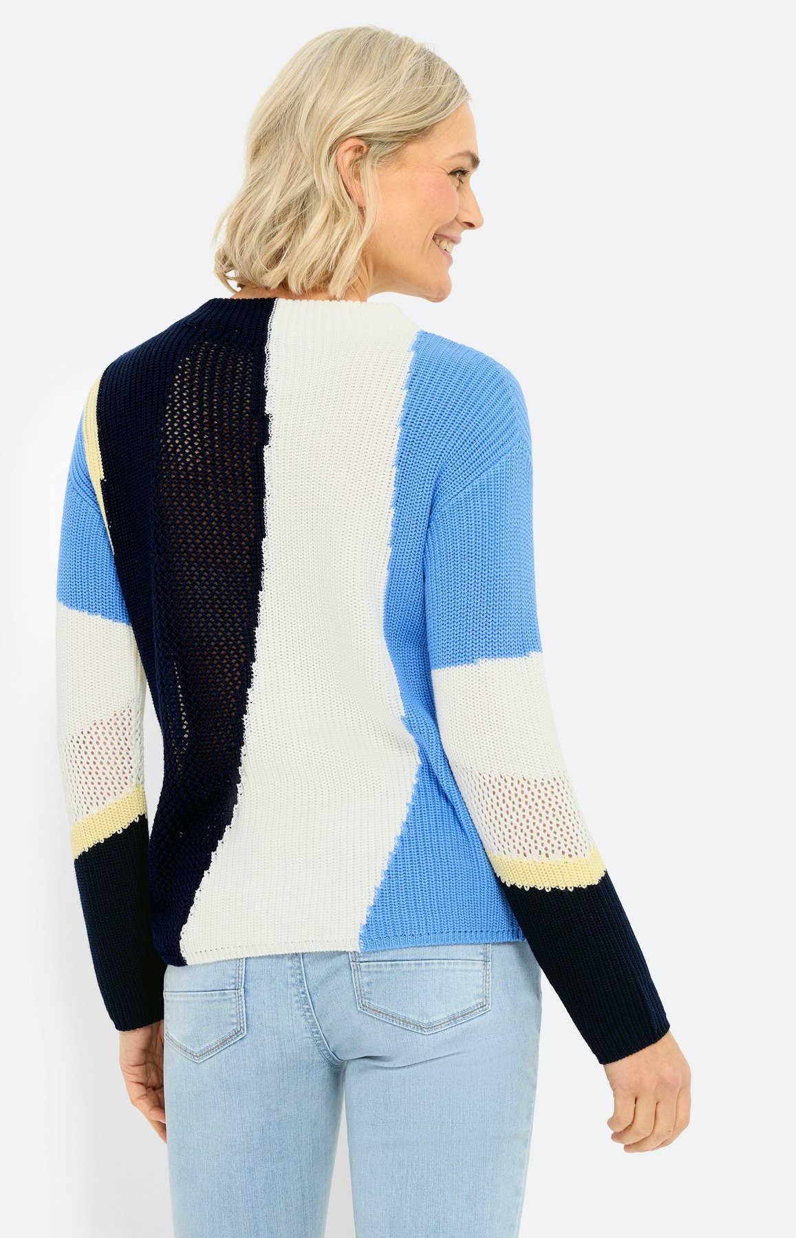 Trui met ajourmotief, marine