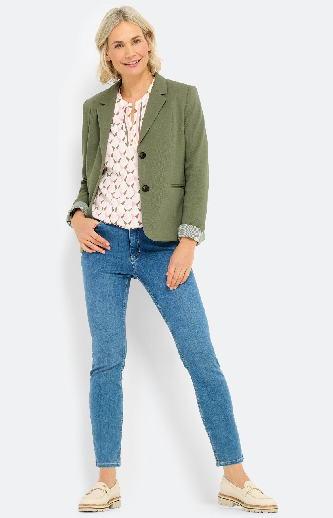 Blazer met piquéstructuur, kaki
