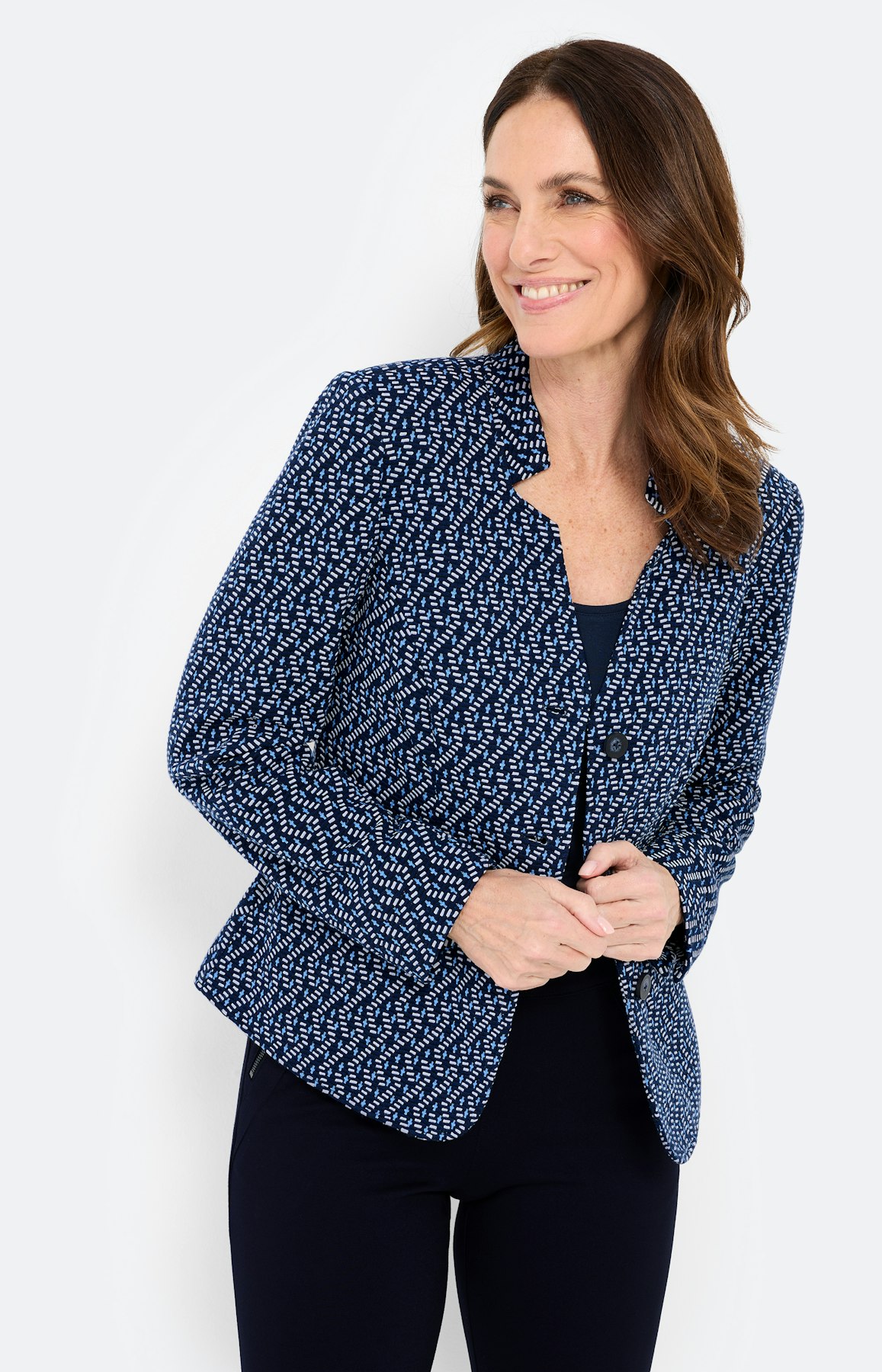 Blazer met jacquardmotief, marine
