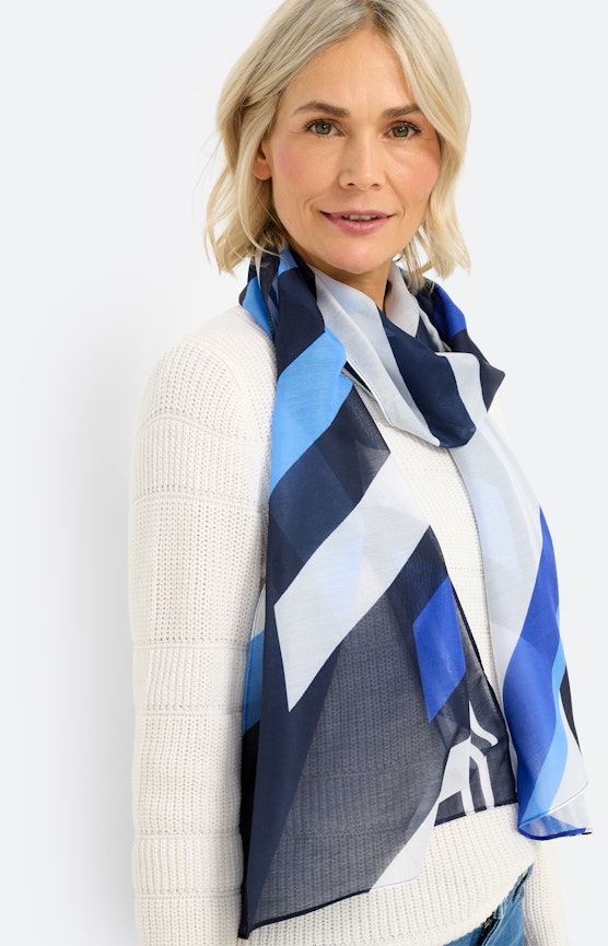 Sjaal met diagonale strepen, marine