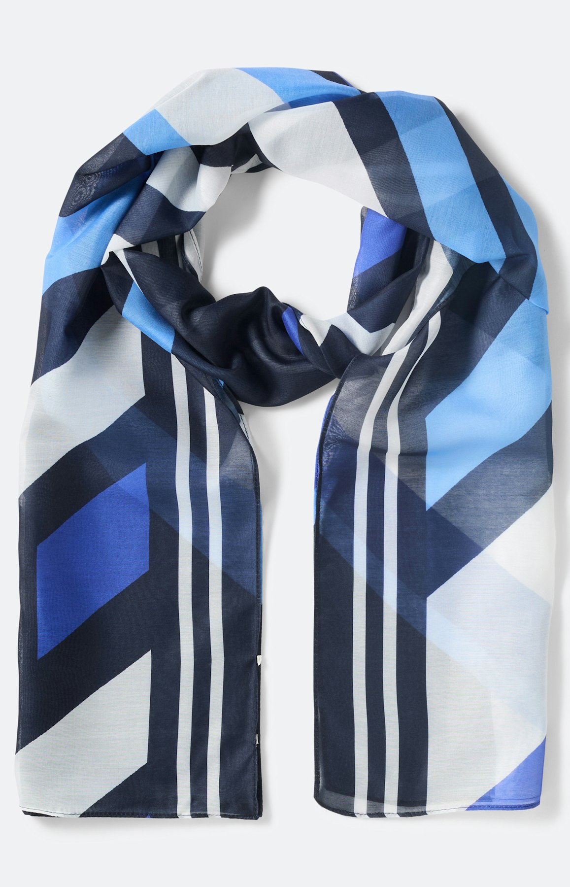Sjaal met diagonale strepen, marine