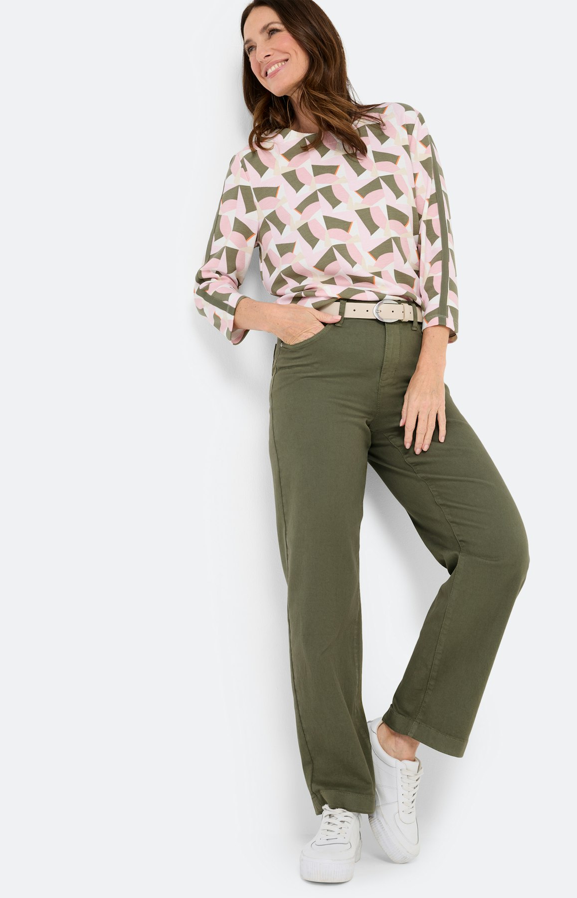 Jeans met wijde pijpen 30 inch, kaki