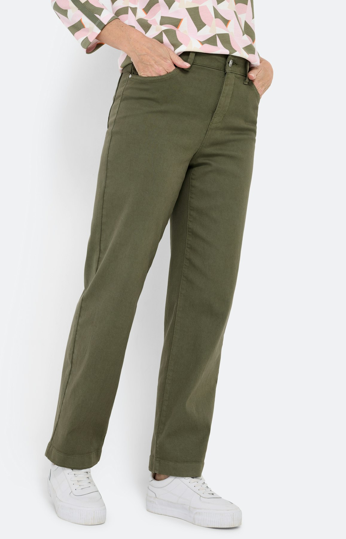 Jeans met wijde pijpen 30 inch, kaki