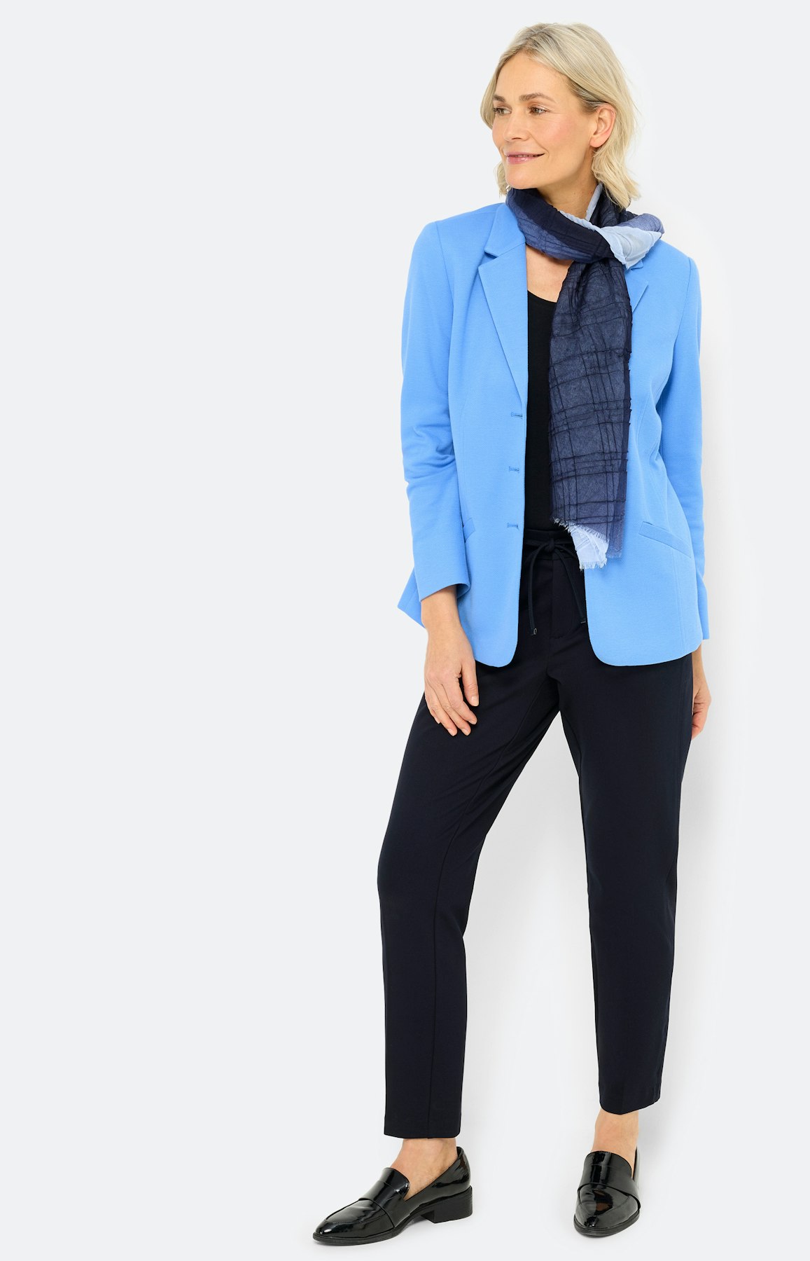 Blazer met piquéstructuur, middenblauw