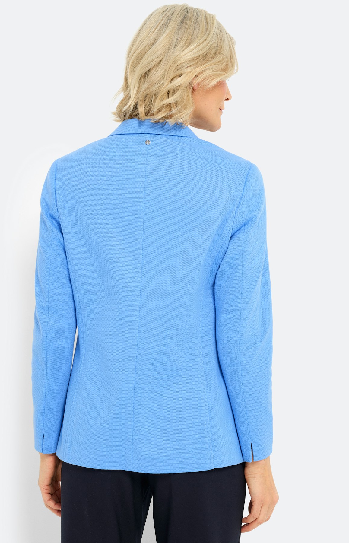 Blazer met piquéstructuur, middenblauw