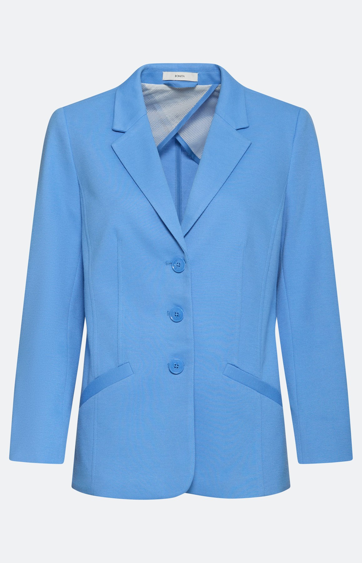 Blazer met piquéstructuur, middenblauw