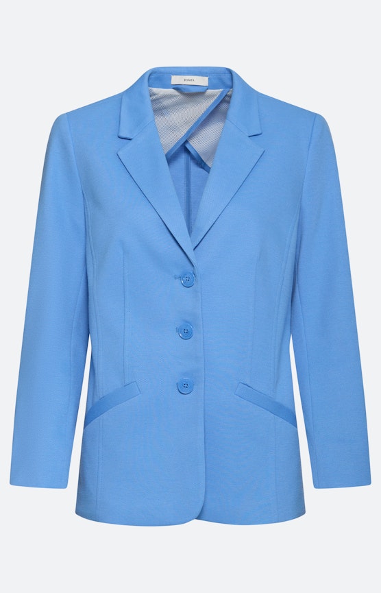 Blazer met piquéstructuur, middenblauw
