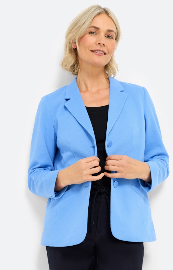 Blazer met piquéstructuur, middenblauw
