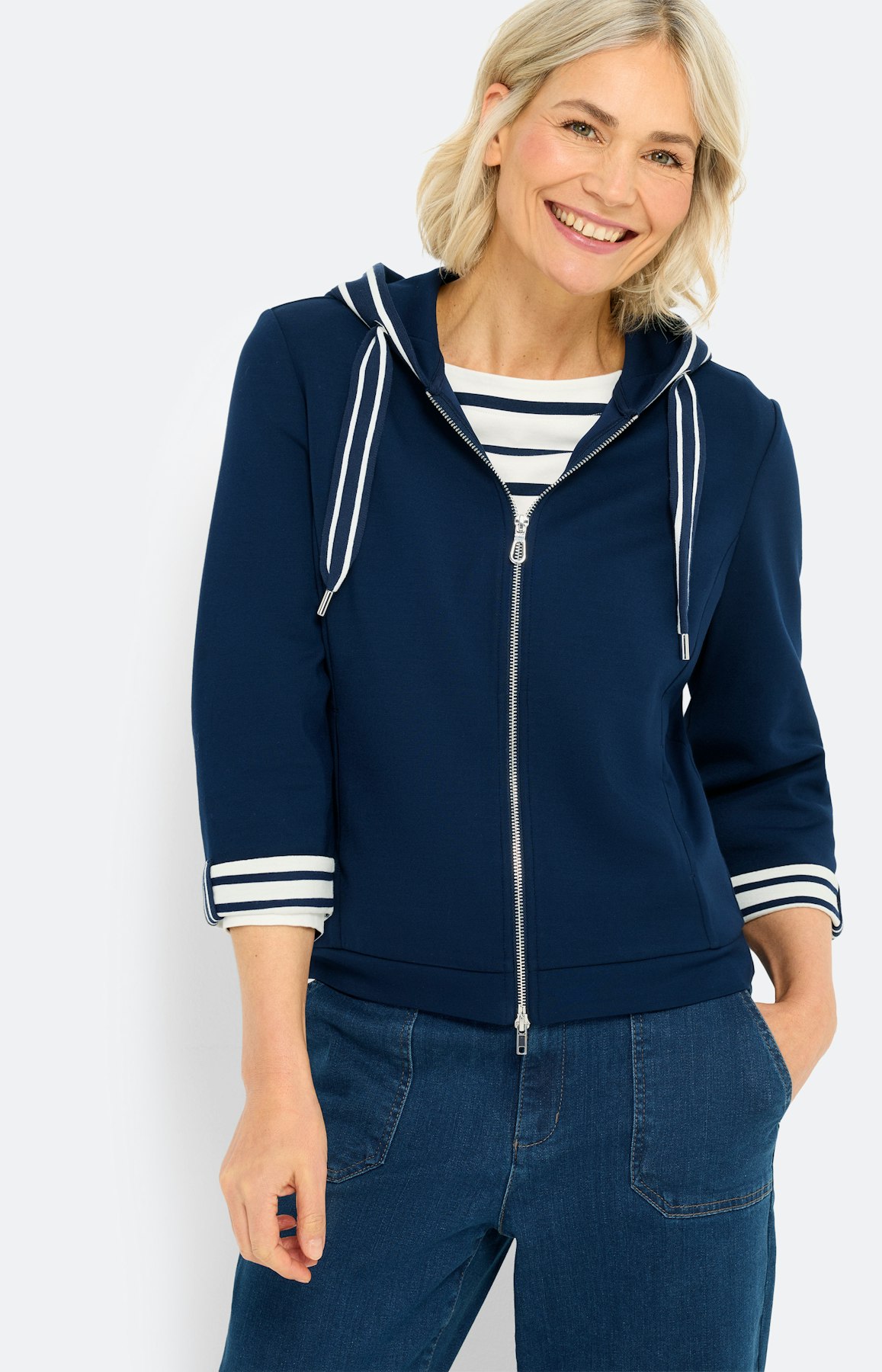 Sweatvest met capuchon, marine