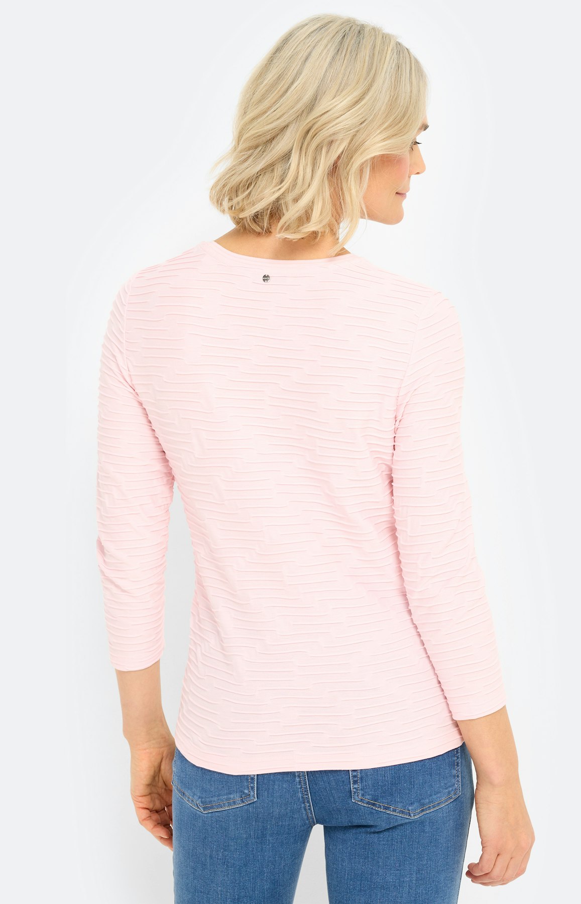 Shirt met golfstructuur, lichtroze