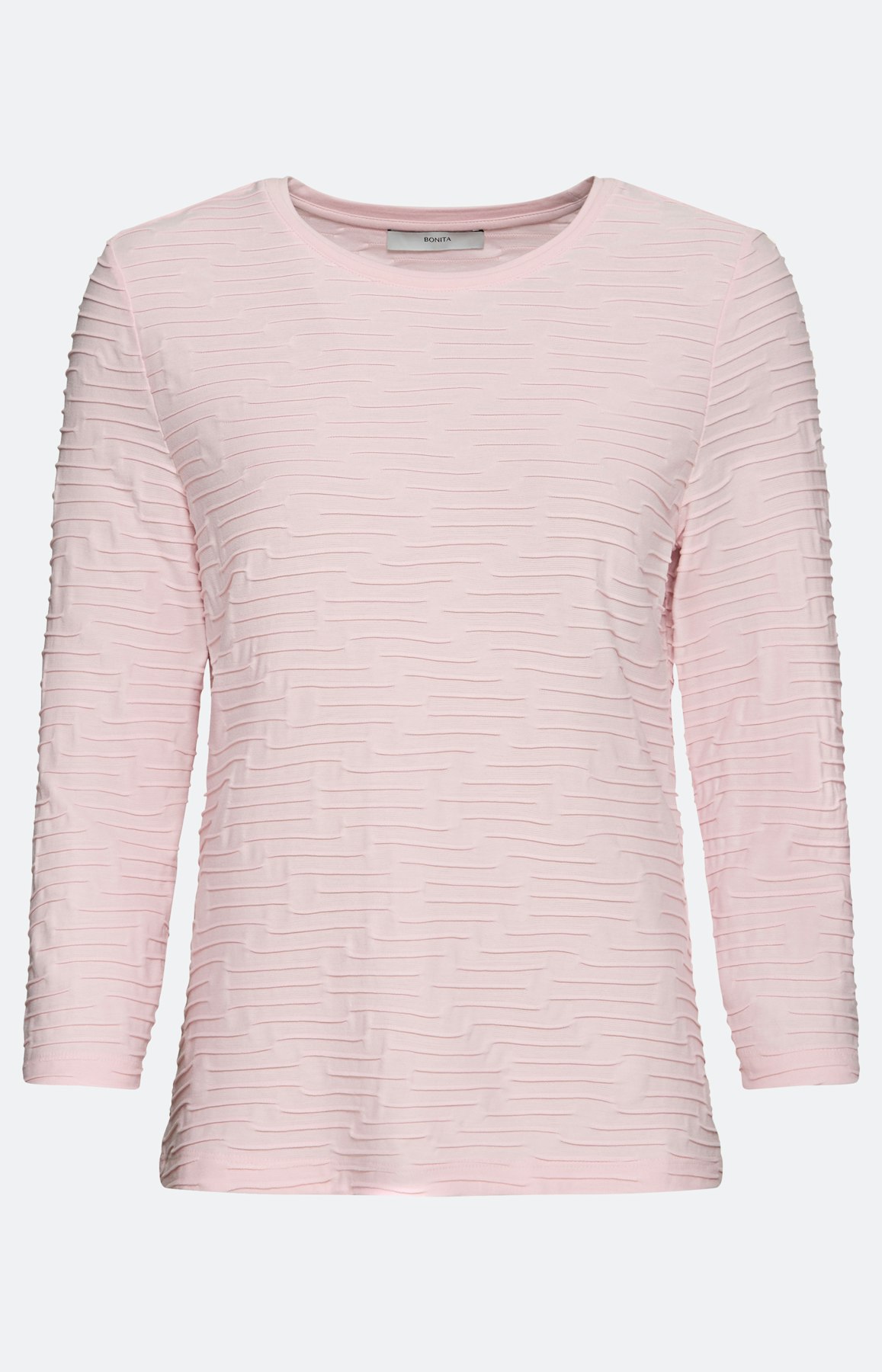 Shirt met golfstructuur, lichtroze
