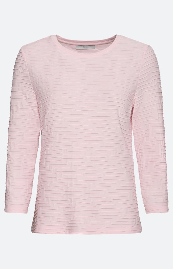 Shirt met golfstructuur, lichtroze