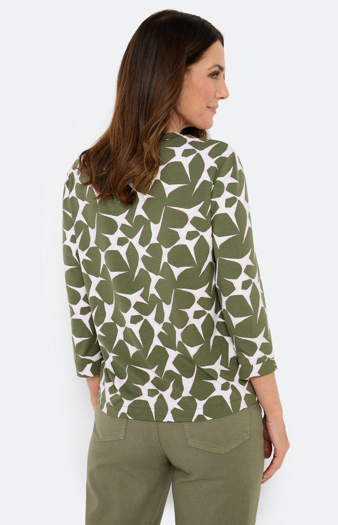 Shirt met all-over-print, kaki