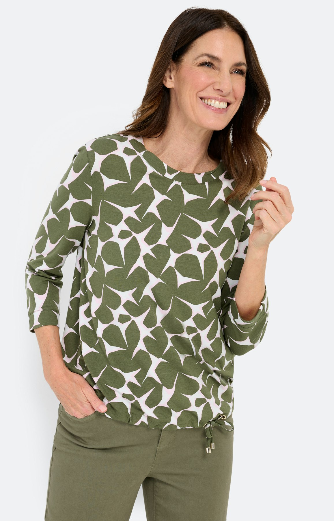Shirt met all-over-print, kaki