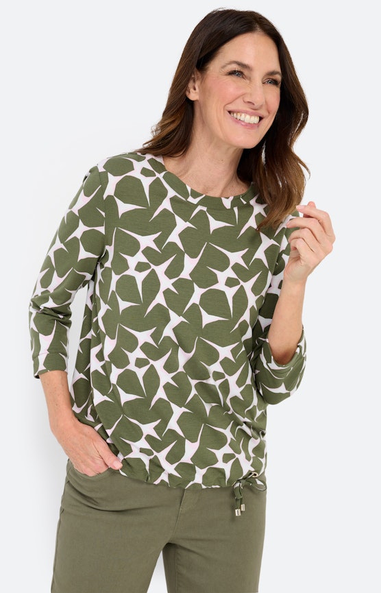 Shirt met all-over-print, kaki