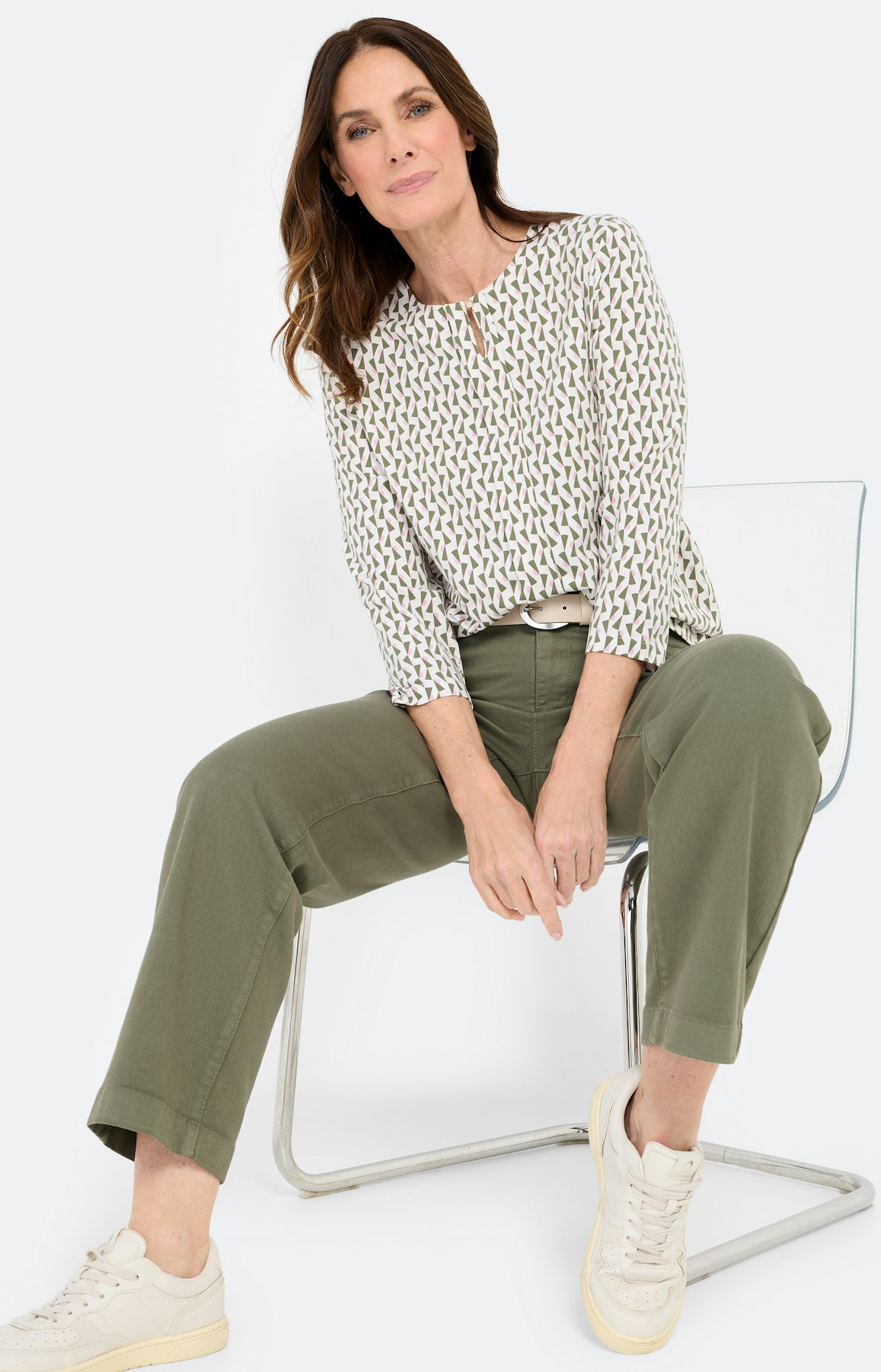 Shirt met minimal-print, kaki