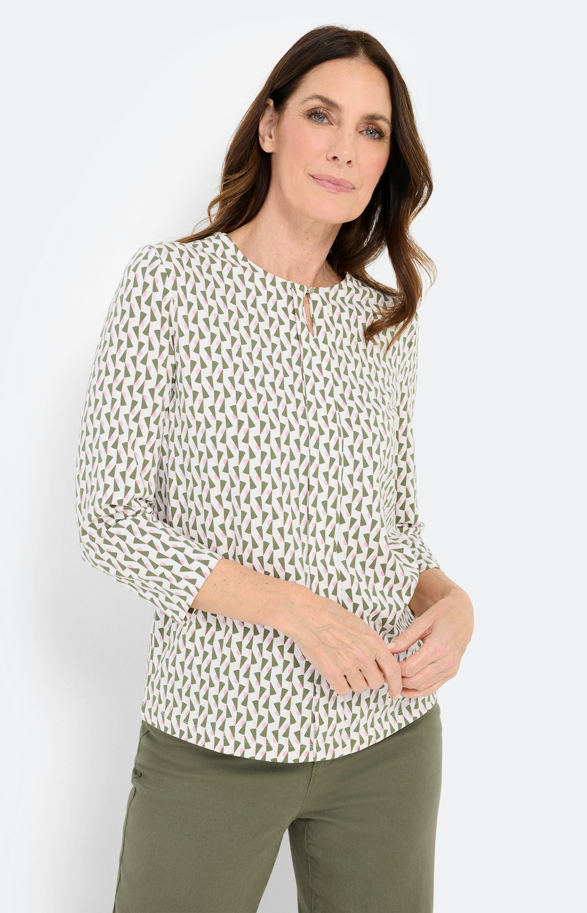 Shirt met minimal-print, kaki