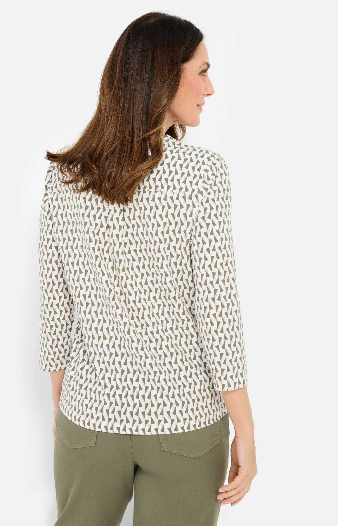 Shirt met minimal-print, kaki
