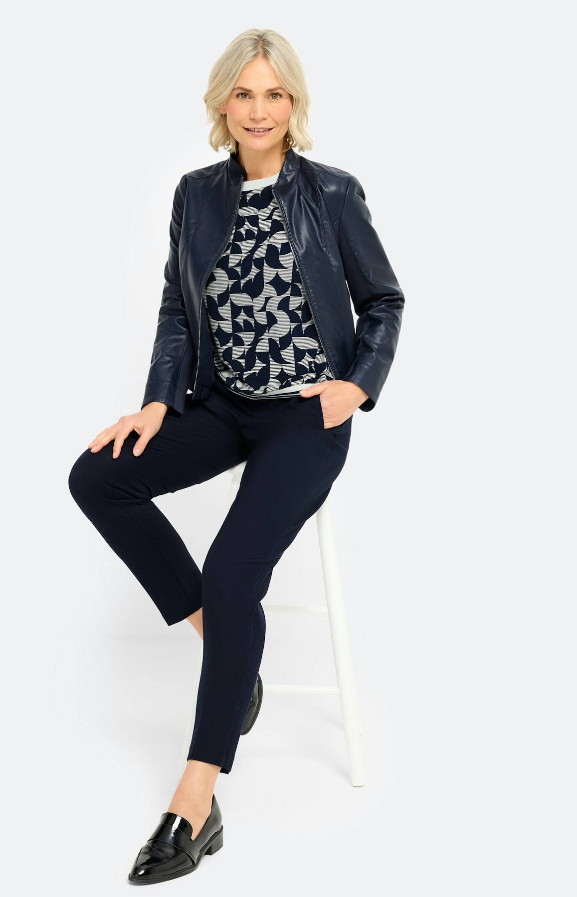 Shirt met abstracte print, marine